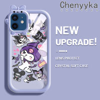 เคส Chenyyyka สำหรับ iPhone 12 iPhone 12 Pro Max เคสการ์ตูนน่ารักสีสันสดใส Kuromi เคสโทรศัพท์โปร่งใสนิ่มที่สร้างสรรค์เลนส์กล้องถ่ายรูปมอนสเตอร์น้อยเคสป้องกันเคสกันกระแทกซิลิโคน