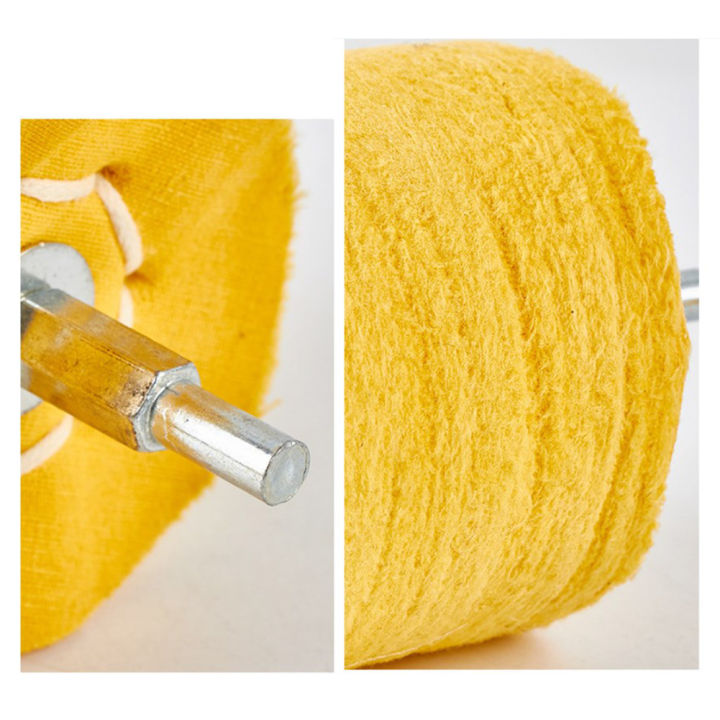 1ชิ้นผ้าฝ้ายผ้าขัดขัดล้อ6มิลลิเมตรก้านผ้าล้อแผ่นขัดสำหรับบดขัดไม้โลหะเครื่องประดับ