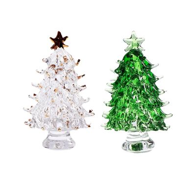 2Pcs Crystal Christmas Trees Fireplace Mantel Decor Desk Topper Artificial Plants Crystal Glass Tree Crystal Craft