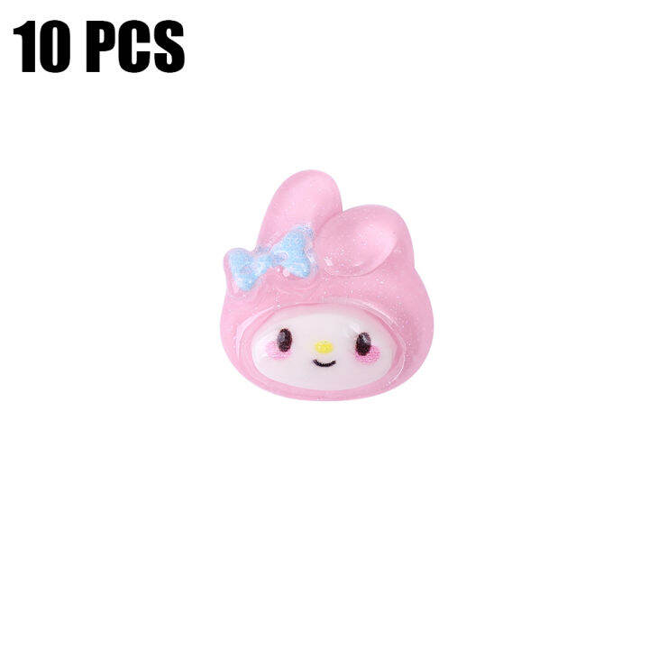 sanrio-โปร่งใสรูปการ์ตูนสัตว์-diy-10ชิ้น5ชิ้น-aksesoris-resin-เหมาะสำหรับกำไลข้อมือที่ผูกผมและอุปกรณ์ตกแต่งอื่นๆ