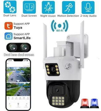 Tuya Smart Life Tuya Smart Life Camera Light Bulb, 3MP Wireless WiFi PTZ IP  Camera, Outdoor IP66 Waterproof Two Way Audio Night Vision Security  Surveillance 