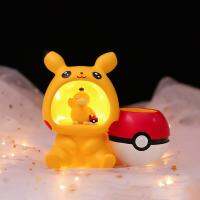 Pokemon Eevee Pikachu Action Figure Resin Pen Holder Pikachu Psyduck Eevee Nightlight Figure Toys For Desk Table Lampara