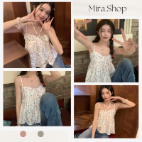 mira เสื้อสายเดี่ยวผูกคอ มินิมอล พร้อมส่งในไทย 085-1#