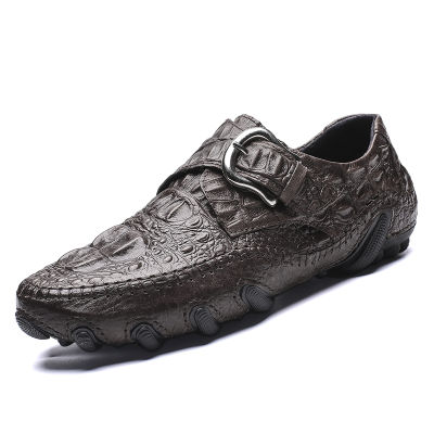 TOP☆2022 Men Casual Shoes Genuine Leather Crocodile pattern cowhide Luxury Brand Fashion Breathable Driving Shoes Slip On Comfy Moccasins Size 39-44