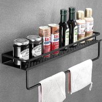 Bathroom Shelf Black Aluminum Wall-Mounted Square Shampoo Holder Cosmetic Shelves Kitchen Nets Shelf Storage Rack Organizer Rack Bathroom Counter Stor