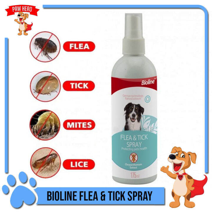 PAW HERO Bioline Flea & Tick Spray Anti Tick and Flea Lice Spray for