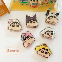 Sanrio x Crayon Shin-chan Acrylic Clip Double Sided Cartoon PP Clips Fixed Paper Book Memo Stationery