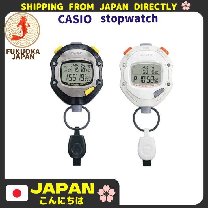 Casio Quartz Stopwatch Hitam Putih, 1/1000 Detik Stopwatch Tahan Air