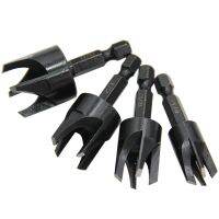 4pc inch hexagonal shank black claw type wood plug drill carpenter hole opener reamer bit extraction tool set Drills  Drivers