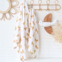 Bamboo Baby Blankets Newborn Golden Retriever Printed Couvertures Et Langes Muslin Swaddle Cotton New Born Infant Receiving Wrap