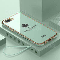 เคสโทรศัพท์พร้อมสายคล้องข้อมือสำหรับ OPPO A1k / Realme C2,เคสป้องกันโทรศัพท์ซิลิโคนนิ่มบางลายใบเมเปิ้ลเคลือบเงาแฟชั่น