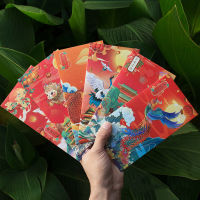 ซองสีแดง HongBao กล่องของขวัญจีนสร้างสรรค์ประณีตกระเป๋าแบบซองอวยพรแบบดั้งเดิมกระเป๋ามีโชคด้านการเงิน # 6x ซองสีแดง