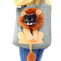 กระเป๋าแมวสิงโต กระเป๋าสะพายผ้าใบผ้าฝ้ายลายการ์ตูน แมวและสุนัขต้นแบบสัตว์เลี้ยงขนาดเล็กออกไปข้างนอก