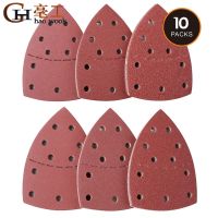 10pcs Self adhesive Sandpaper Triangle 11 Holes Delta Sander Hook Loop Sandpaper Disc Abrasive Tools For Polishing Grit 40 2000