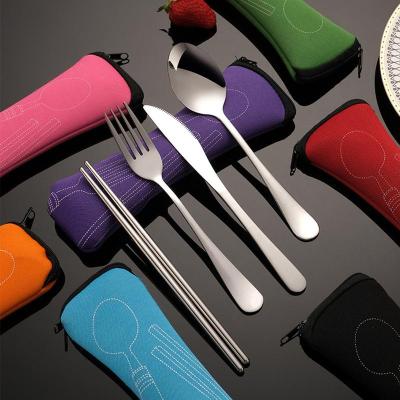 Stainless Steel Flatware Set Portable Luxury Lunch Cutlery Steel Set Travel Camping Utensils Flatware With Case Kitchen Tools Flatware Sets