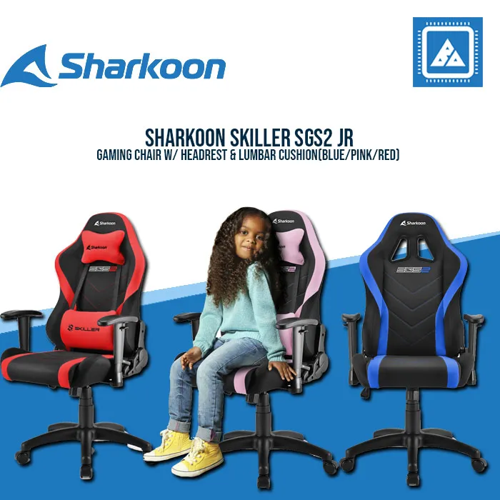 SHARKOON SKILLER SGS2 JR GAMING CHAIR W/ HEADREST & LUMBAR CUSHION BLUE PINK RED Lazada PH
