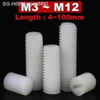 White Nylon Machine Meter Screw Plastic Tightening Headless Screw Slotted Kimi M3 M4 M5 M6 M8 M10 M12 Insulated Bolt Metric