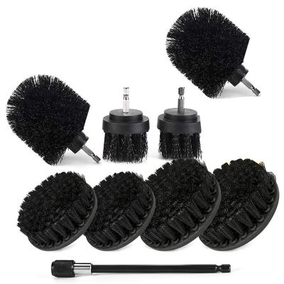 9Pcs Electric Drill Brush Set, Multi-Purpose Brush, with Extension Attachment, for Bathroom and Kitchen Surfaces