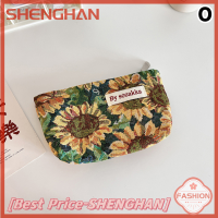 SHENGHAN กระเป๋าเก็บของเครื่องสำอางสำหรับเดินทางดอกไม้ MODE Korea Relief น่ารักสำหรับผู้หญิงกระเป๋าถือชุดแต่งหน้ากระเป๋าถุงปลอกหุ้มใส่โทรศัพท์ทรงดินสอ