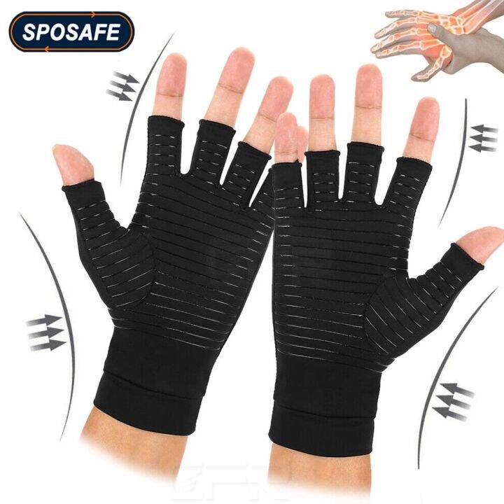 1Pair Copper Compression Gloves Women Men Fingerless Gloves For ...