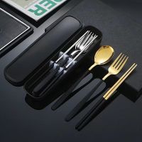 【CW】 Tableware Set Fork Chopsticks Three piece Outdoor