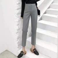 N&amp;Q shop กางเกงผู้หญิง กางเกงขายาวผญ ผ้าโรเชฟ 9ส่วนเอวสูง(ยาว36-37นิ้ว) กางเกงใส่ทำงาน กางเกงทางการ