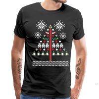 Christmas T-Shirt Men Xmas Tree Tshirt Cod Rest Ye Merry Gentlemen Top Geek Family T Shirt Jesus Code God Streetwear Cotton 【Size S-4XL-5XL-6XL】