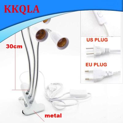 QKKQLA 360 Degrees Flexible Desk Lamp Holder 3 Heads E27 Plug Base Light Socket with On off Switch Cable for LED Grow Lights