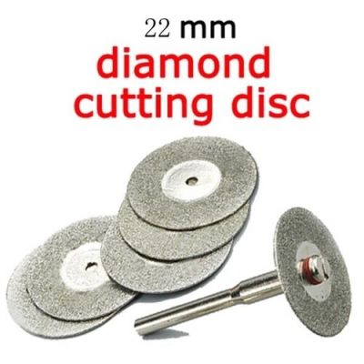 HH-DDPJ5pcs 22mm Emery Diamond Cutting Blades Drill Bit1 Mandrel For Dremel