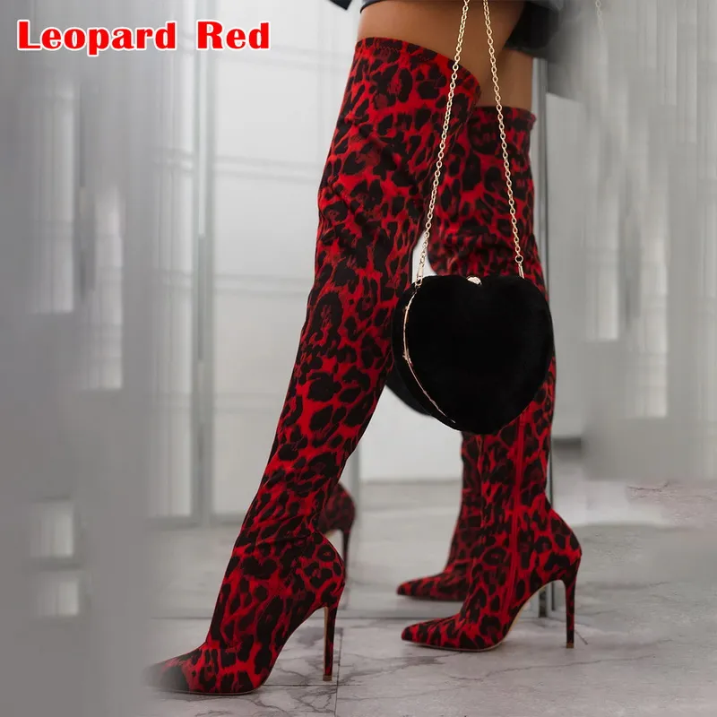 thigh high boots leopard print
