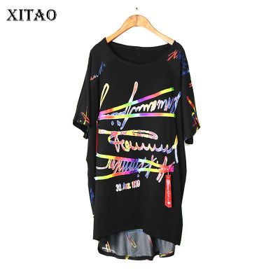XITAO T-shirt  Casual Print Women Top Contrast Color Letter Print T-shirt
