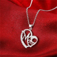 Caring Necklace Day Zircon Mothers Pendant Mother Silver Inlaid Heart-shaped Diamond