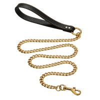 Gold Dogs Leash Chain Stainless Steel Pet Chain 1.2m Long Durable Traction Rope Heavy Duty for Large Big Dogs Supplies Pitbull