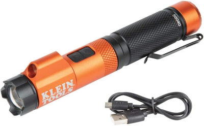 ‎Klein Tools Klein Tools 56040 LED Rechargeable Flashlight, 350 Lumens, Twist Focus, Laser Pointer, Hands-Free, USB Charging Cable, for Work and Outdoor