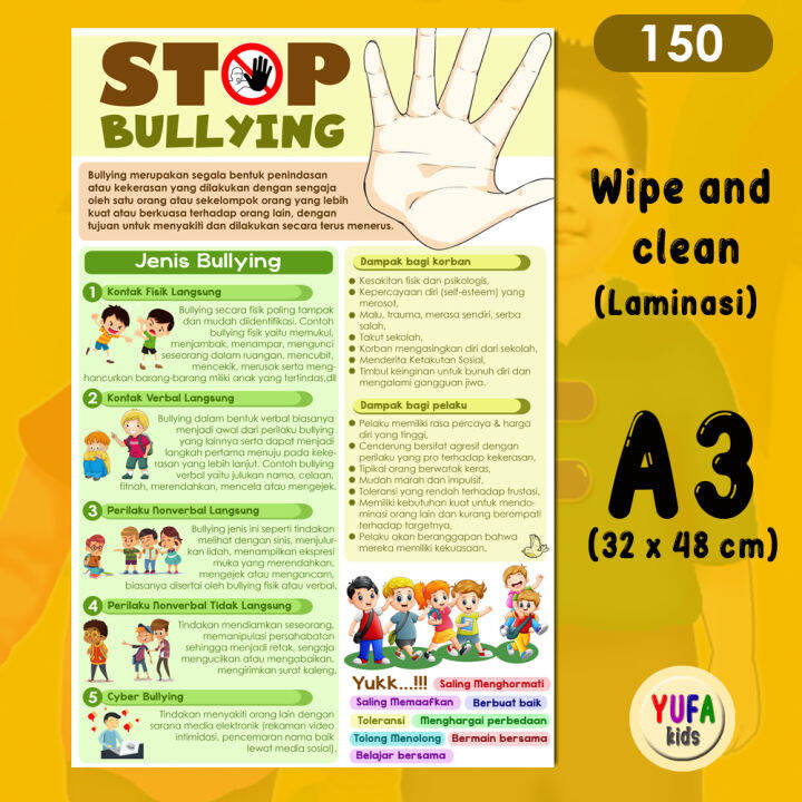 150 Poster Stop Bullying Poster Edukasi Anak Poster belajar anak Poster wipe and clean