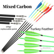 12 Cái Mũi Tên Carbon 30 Inch Spine500 Mục Tiêu Bắn Cung Lông Gà Tây