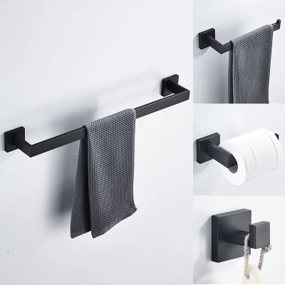 DANGA Bathroom Hardware Set Black Robe Hook Towel Rail Bar Rack Bar Shelf Tissue Holder Toothbrush Holder Bathroom Accessories