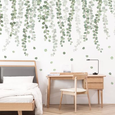 [24 Home Accessories] LuanQI Leaves สติ๊กเกอร์ติดผนัง Green Leaves Vine PVC Wall Decal Home Bedroom Living Room Decoration DIY Sticker Wallpaper Supplies