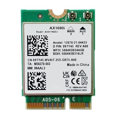 1Pcs AX1690I WiFi Card AX411 Wi-Fi 6E Speed 2.4 Gbps 802.11Ax 2.4/5/6GHz Bluetooth 5.3 Wireless Module
