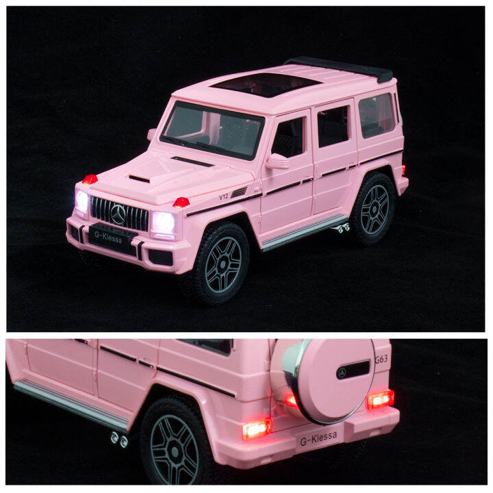 124-amg-g63-pink-alloy-car-model-simulation-off-road-vehicle-metal-model-limited-edition-6-doors-can-be-opened-childrens-gifts