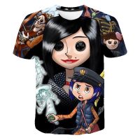 2023 NEWNew 3D Coraline เสื้อยืดเด็กสาวเด็กเสื้อผ้าการ์ตูนอะนิเมะ Tee ฤดูร้อนแขนสั้นเด็กประเดิมแฟชั่นท็อปส์