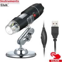 Instruments กล้องจุลทรรศน์ดิจิตอล USB กำลังขยาย1600X 8 LED พร้อมขาตั้งแว่นขยายการตรวจสอบมือถือแบบพกพา