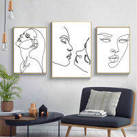 Wall Canvas Paintings Prints Minimalist Line-Drawing Art Nordic Couples Romantic Love Story Posters Picture for Bedroom Decor