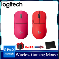 Logitech G PRO X SUPERLIGHT เมาส์สำหรับเล่นเกมส์ไร้สาย GPW PW Pink เมาส์ไร้สาย25K น้ำหนักเบา2.4Ghz เมาส์ไร้สายสีแดงแห่งชัยชนะของ Meimiao