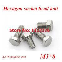 【☸2023 New☸】 cili96969 100ชิ้น/ล็อต M3 * 8สแตนเลส A2-70หกเหลี่ยมหัวน๊อต Sus304 Metric Threaded หกเหลี่ยมสกรูยึด