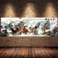 Black White Running Horses Pictures - Modern Animals Wall Art-ภาพวาดผ้าใบโปสเตอร์และภาพพิมพ์-เหมาะสำหรับตกแต่งห้องนั่งเล่น