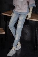 เสื้อผ้าตุ๊กตา BJD เหมาะสำหรับ1/3 1/4 1/6 MSD ไซส์แฟชั่นบุคลิกภาพสวมใส่หลุมผ้ายีนส์ขาดกางเกง2สี