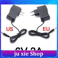 JuXie store 6V 2A 2000ma AC DC Power supply Adapter plug Converter Charger plug For LED Strip Light CCTV Switch 5.5x2.5mm US/EU 100V-240V