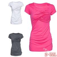 [COD] 2022 foreign trade wish European and womens short-sleeved simple solid round neck pregnant women breastfeeding T-shirt