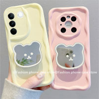 Phone Case เคส VIVO V27 V27e V25 Pro V23 V23e X90 X80 Pro 5G 4G ตัวยึดกระจกหมี Macaron เคสซิลิโคนโทรศัพท์สีป้องกันเลนส์รวมทุกอย่างฝาครอบหลังซิลิโคนนิ่ม2023